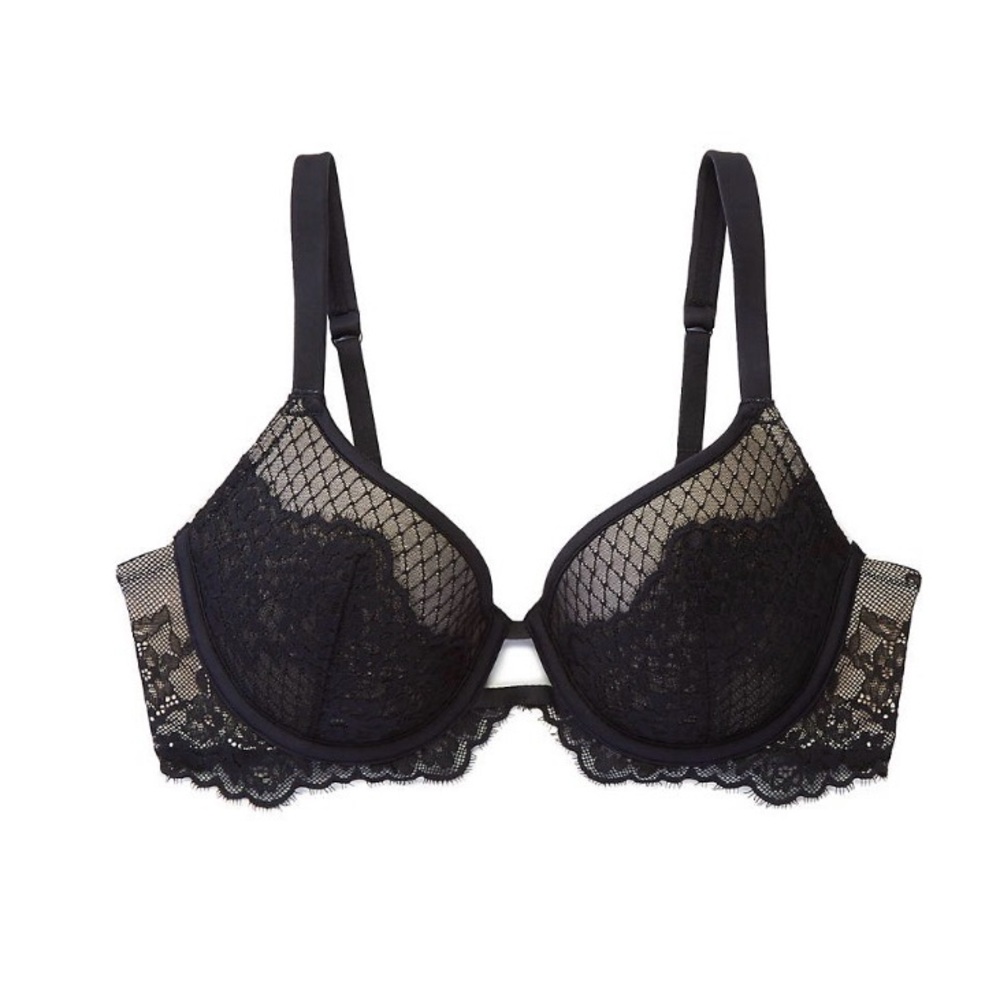 Parisian Intimates 34D black lace padded underwire bra #2008B696
